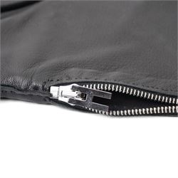 Hermès - pair of black leather long gloves, with H monogram zip fastening to the outer wrist and palladium-tone hardware, with original box