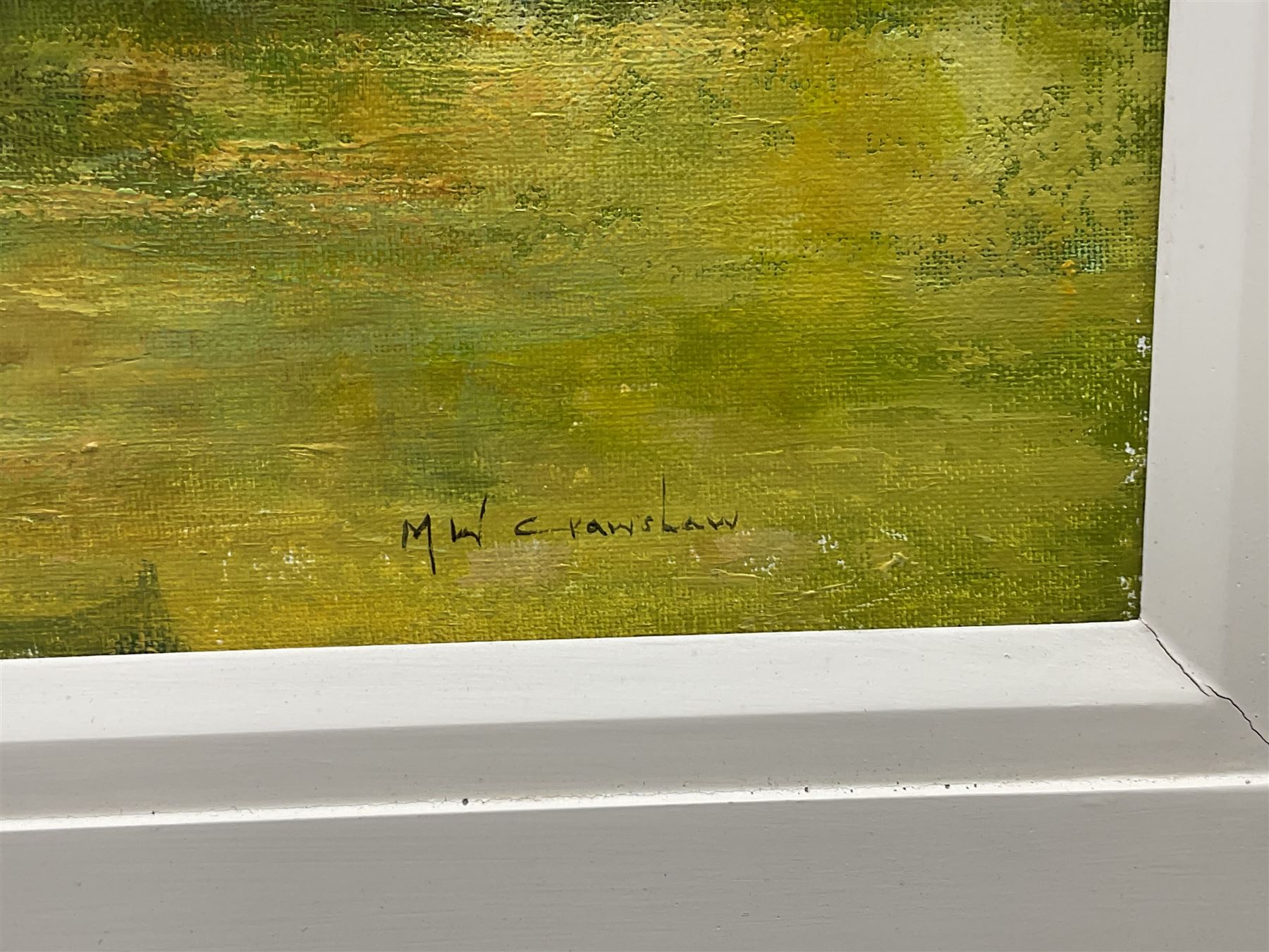 Maurice William Crawshaw (British 1947-): 'The Butterfly Hunters', acrylic on board signed, titled verso 34cm x 44cm