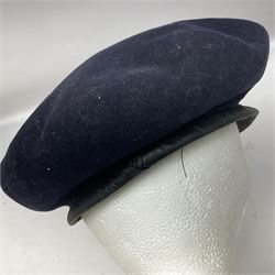 Collection of nineteen British Army booklets 1940s - 1970s including Small Arms Training 1944, various Infantry Training, Cadet Training Manual 1978, Signal Training, Commander's Aide Memoires etc; 1950s blue beret with Yorks Brigade badge; part travelling toilet set in cloth roll; all contained in pine box with webbing straps