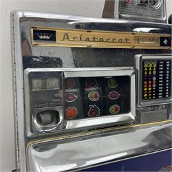 Aristocrat Nevada Lucky Strike one-armed bandit arcade machine, circa 1964, light-up display in aluminium and stainless steel case, with keys, H72cm 