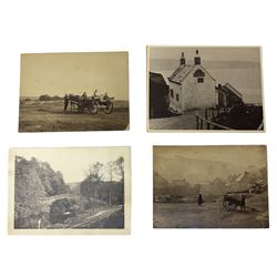 Frank Meadow Sutcliffe (British 1853-1941): Children on an Agricultural Wagon No.337, Beggar's Bridge No.668, another Esk Bridge, Stepping Stones (Egton ?), Sandsend  and 'Mulgrave Castle Inn', six photographs (6)