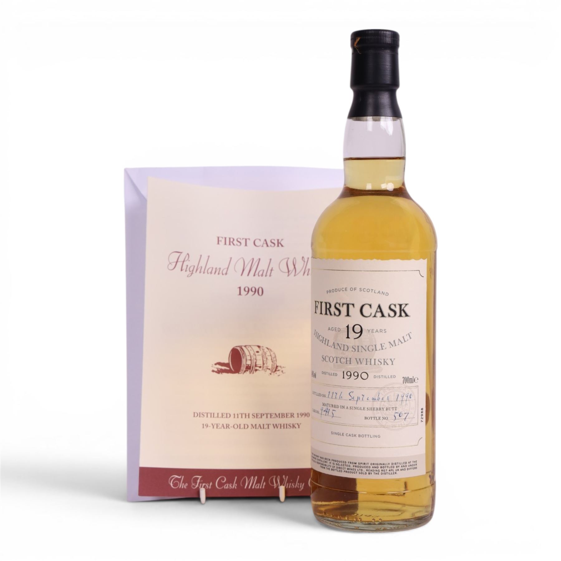 Linkwood 19 year old Spreyside single malt scotch whisky, 700ml 46% vol, First Cask; distilled 26th November 1990, from cask number 9719, bottle number 185
