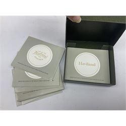 Franklin Mint miniature plates, Plates of the World's Great Porcelain Houses, including Royal Doulton, Limoges, Hutschenreuther, Lladro, with display shelf and certificates