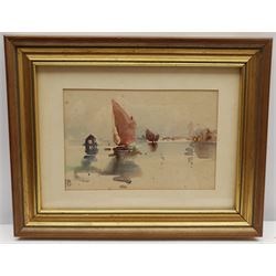 Frank Henry Mason (Staithes Group 1875-1965): Fishing Boat in Open Water, watercolour signed with initials 13cm x 20cm  
Provenance: from the estate of Christine Dexter and by descent from the artist's sister Eleanor Marie (Nellie)