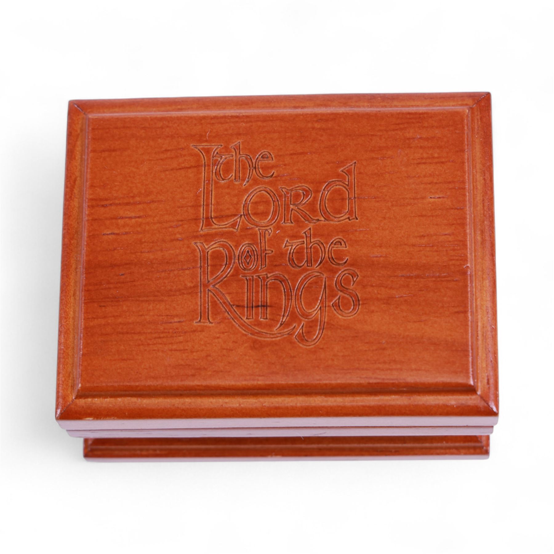 9ct gold Lord of the Rings 'The Ring of Power', produced by Danbury Mint, hallmarked with certificate of authenticity, contained within wooden box