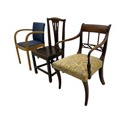 Six Georgian chairs, firescreen, vintage trunk and a desk chair