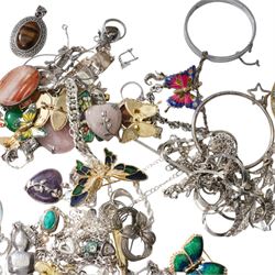 Silver and stone set silver jewellery including bangles, bracelets earrings etc and a collection of costume jewellery