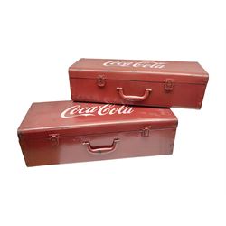 Two reproduction Coca Cola trunks, largest H20cm, L66cm