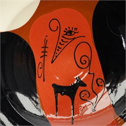 Thomas Buxo (Catalan Contemporary): two large bowls, and a triple division dish, all signed, D41cm (3)