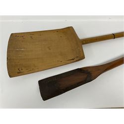 Two wooden malt shovel, tallest H108