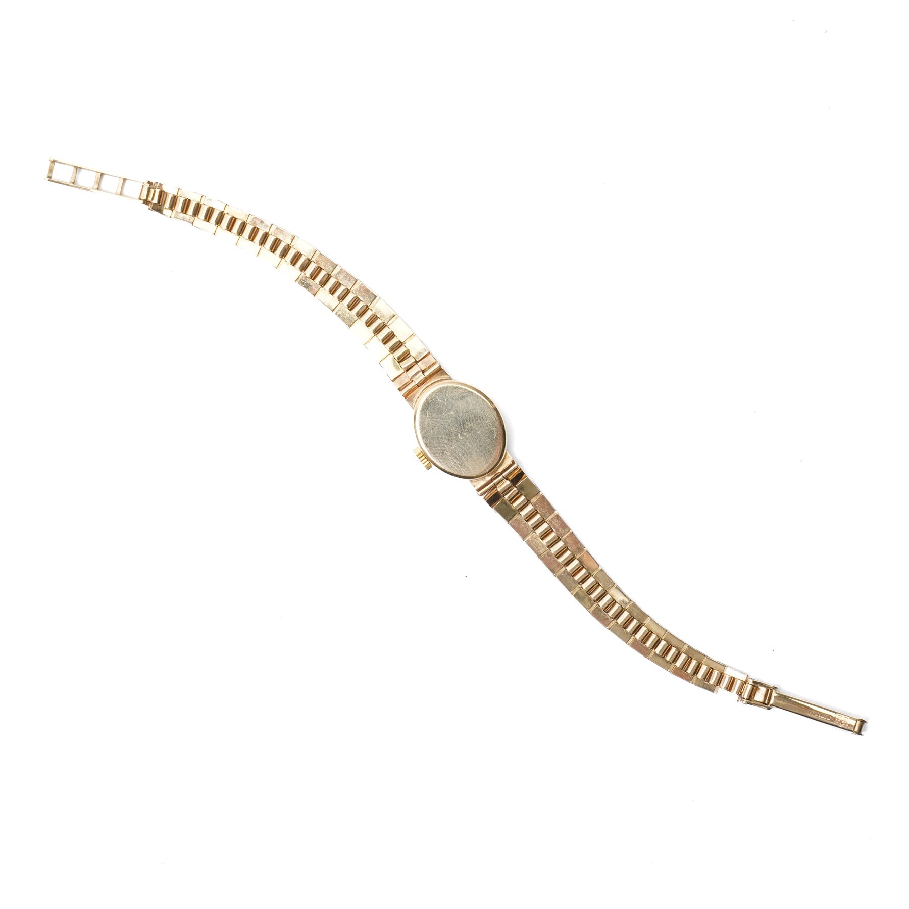 Rotary ladies 9ct gold manual wind wristwatch, on integral 9ct gold bracelet, hallmarked
