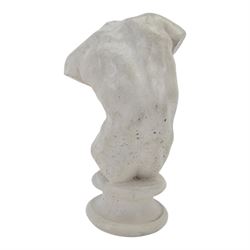 Grand Tour style composite model of a male torso, upon a socle base, with indistinct signature verso, H40,5cm
