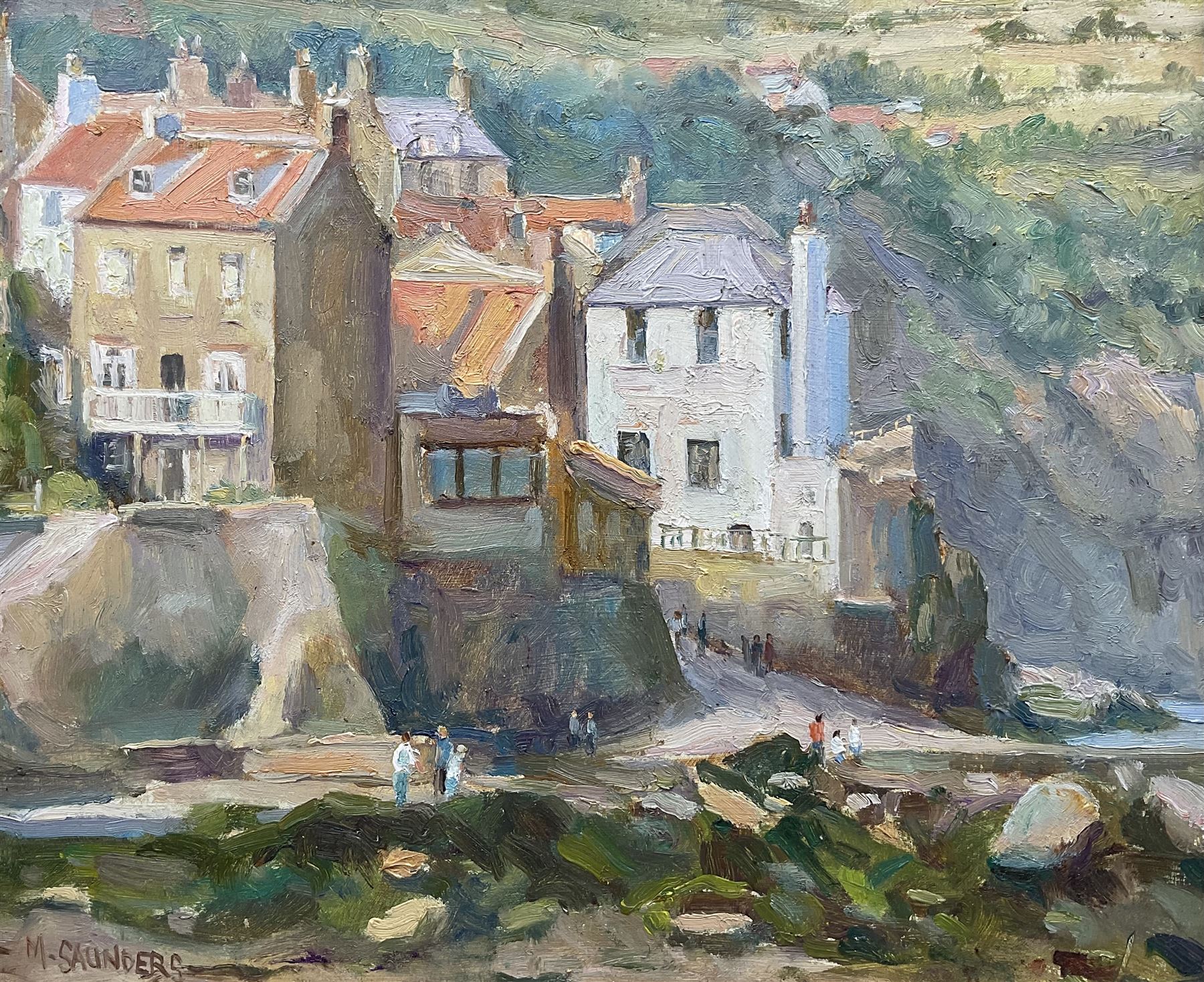Michelle Saunders (British 1936-): 'Robin Hoods Bay', oil on board signed, titled verso 24cm x 29cm 