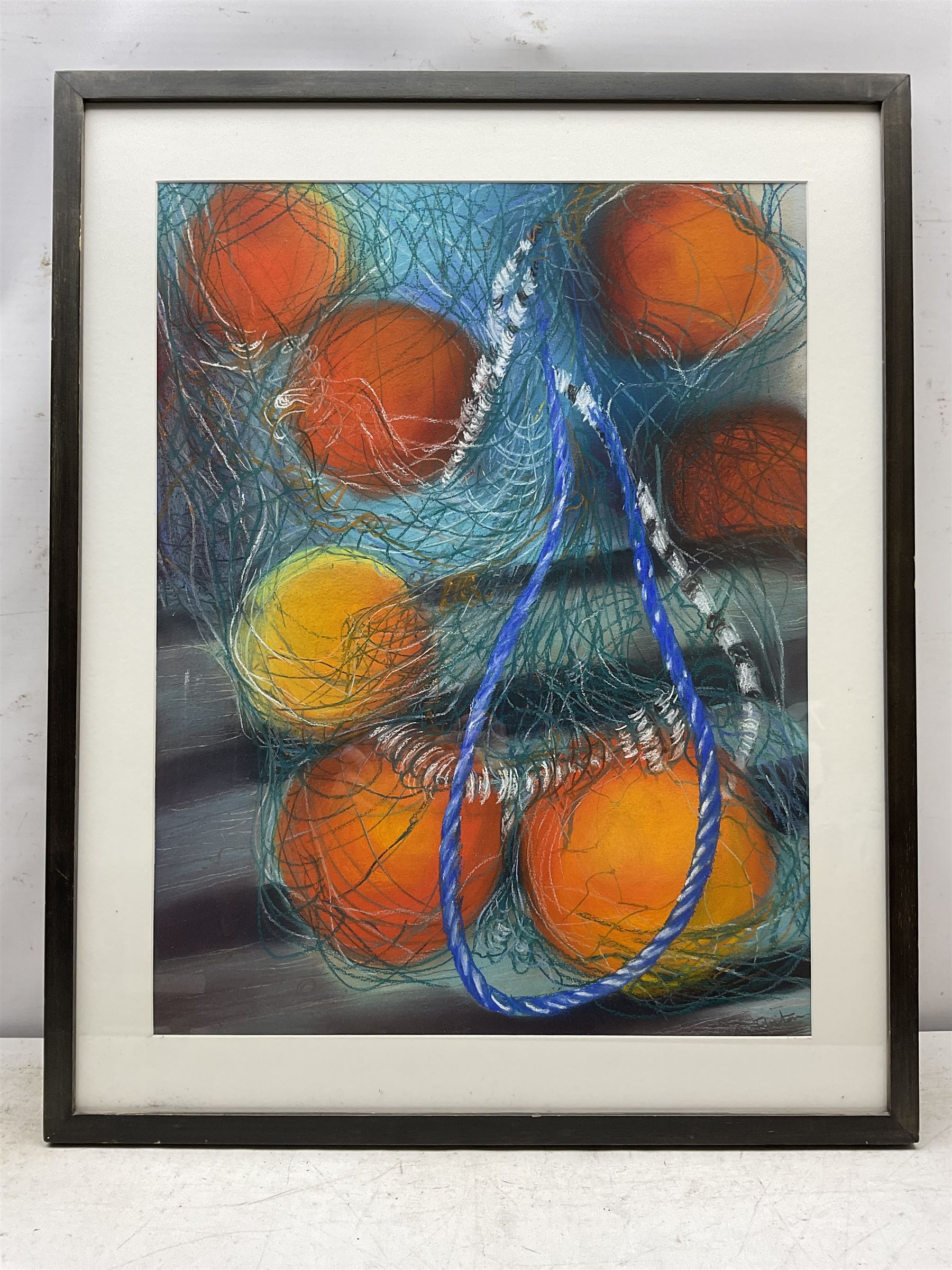 Christine Flinton (British 1953-): 'Floats and Nets', pastel signed, titled and dated 2014 verso 62cm x 48cm