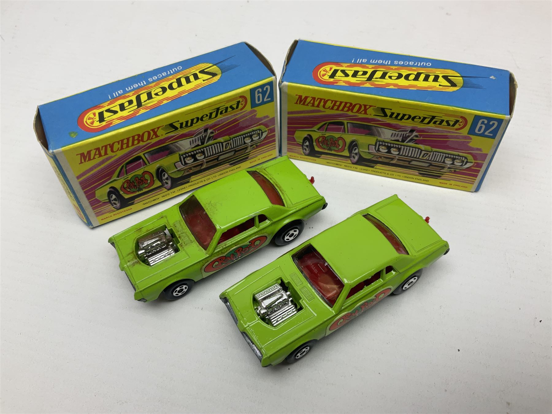 Matchbox 1-75 Series 'Superfast' ex-shop stock - eight models comprising two 62d Dragster, two 64c Slingshot Dragster, two 65d Saab Sonnet III and two 75c Alfa Carabo; all boxed; together with Matchbox trade catalogue c1973 in original vinyl cover (9)