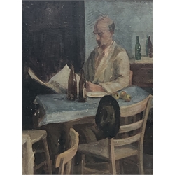 Bloomsbury School (Early 20th century): Man Reading the Paper, oil on board unsigned 34cm x 29cm