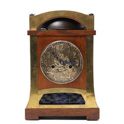 Arts and Crafts oak and brass mounted mantel clock, Hamburg-American Clock Company (HAC), ...
