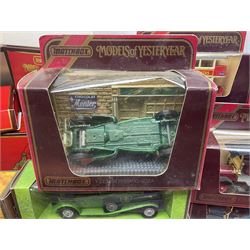 Matchbox - approximately sixty Models of Yesteryear to include special edition 1820 Passenger Coach and Horses, limited editions 1894 Aveling-Porter Steam Roller, 1829 Stephensons Rocket and 1905 Fowler Showman’s Engine; older models from the 1970s such as Y-1 1911 Model ‘T’ Ford, and a large quantity of modern models with reference materials in folder; mostly boxed 