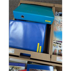 Large collection of books and reference material relating to scale modelling, together with Eaglemoss Star Trek magazines, Batman Automobila magazines, Lego manuals, in seven boxes
