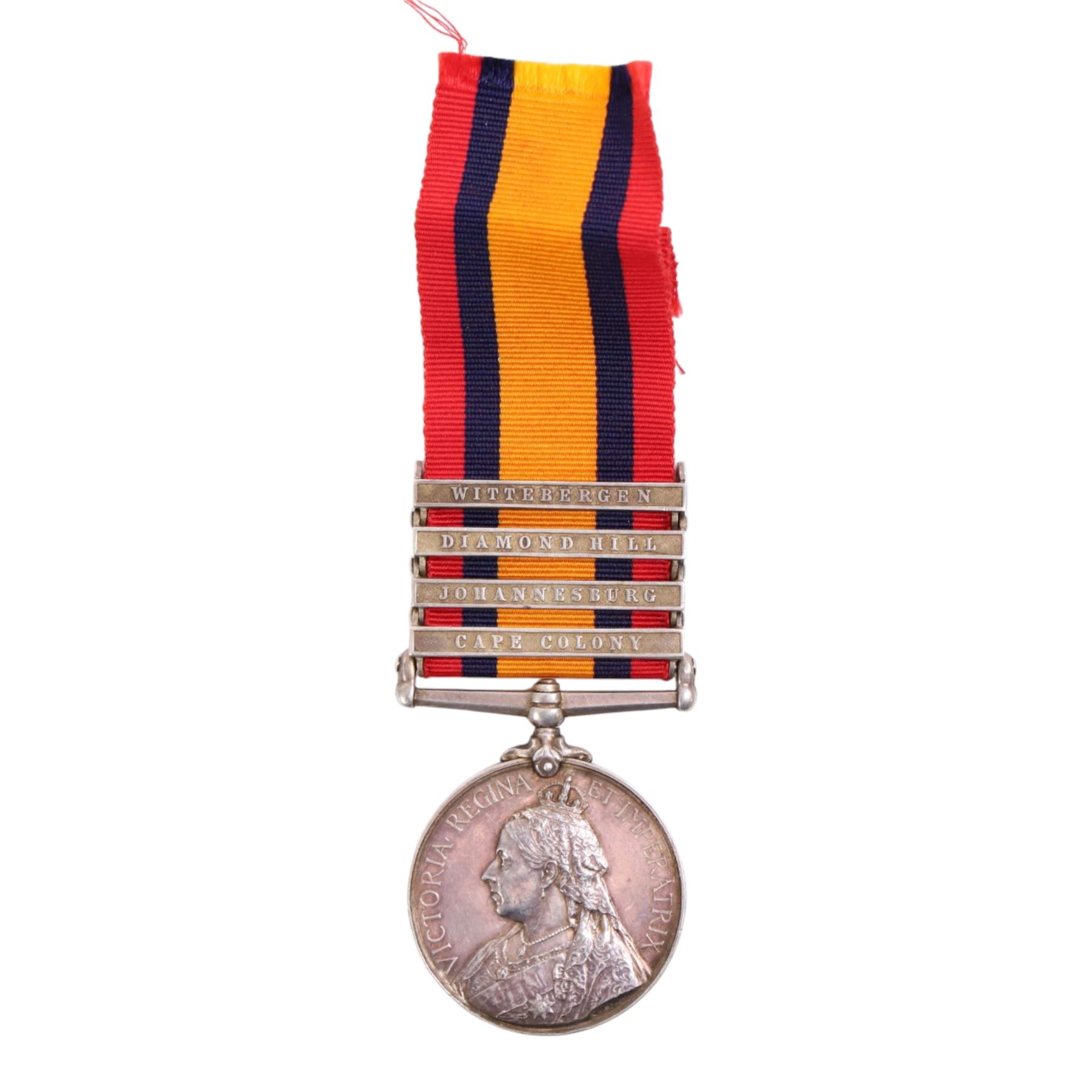 Queens South Africa medal with Wittenbergen, Diamond Hill, Johannesburg and Cape Colony clasps, awarded to 1993 Pte G. Weller, 1st RL Sussex Reg 