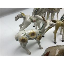 Basil Matthews figures, comprising horses, deer and fawns, all with painted mark beneath, largest H14cm
