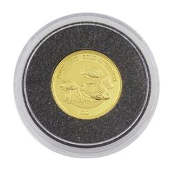 Queen Elizabeth II Niue 2000 fine gold 1/25 ounce 'Angelfish' coin from 'The Smallest Gold Coins of the World Collection', with certificate