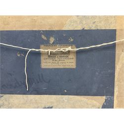 E Fraser (Scottish 19th century): Picnic Next to Roaring Waterfall, oil on board signed and dated 1884, 29cm x 44cm