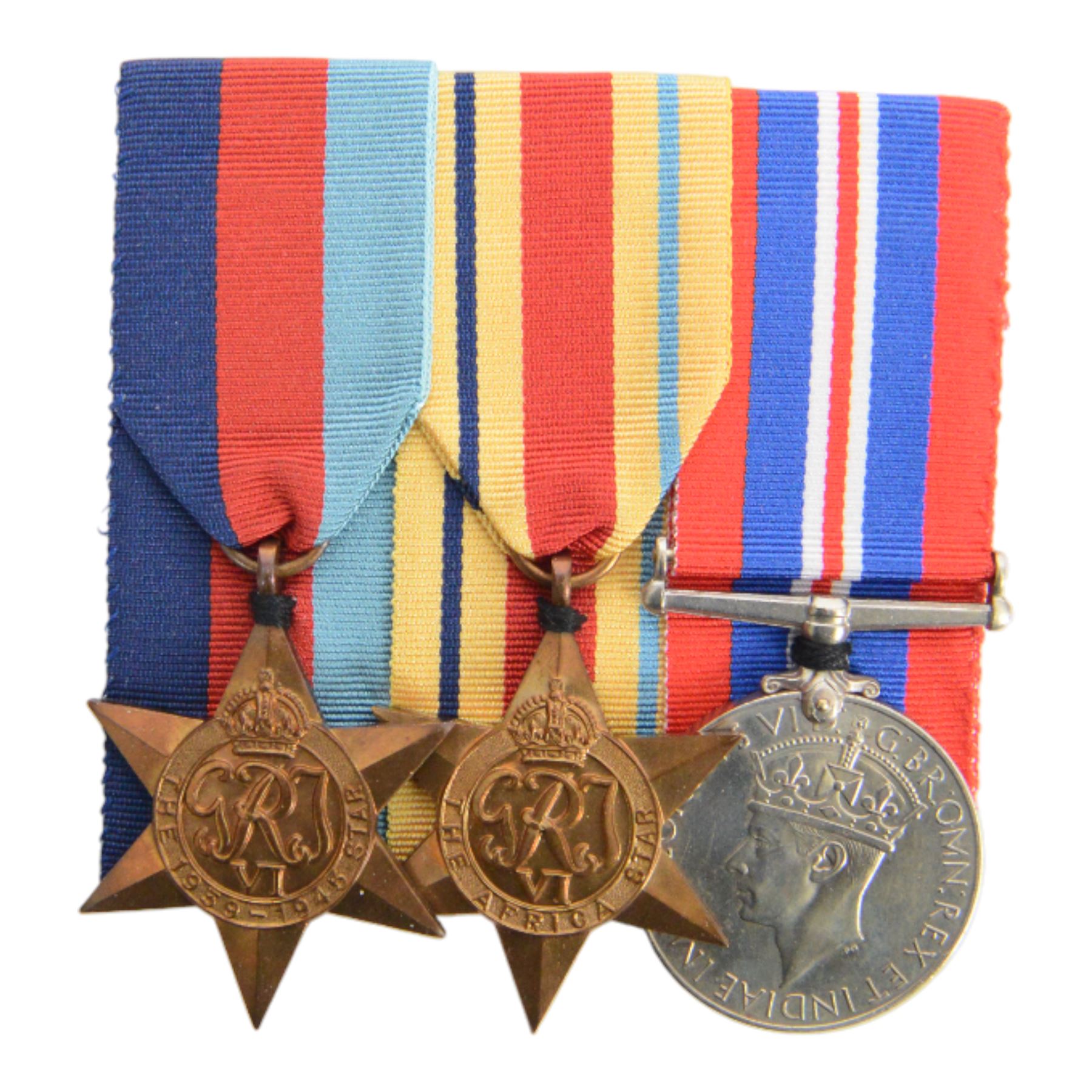 WWII trio, War medal, 1939-45 star and Atlantic star, awarded to Albert Harris R.N, together with WWII trio, War medal, 1939-45 star and The African Star, awarded to Pilot Officer P Eastman and another war and defence medal     