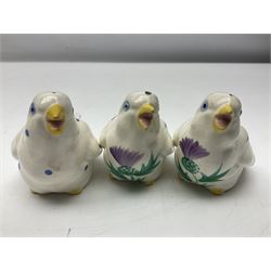Three Plichta shakers modelled as birds