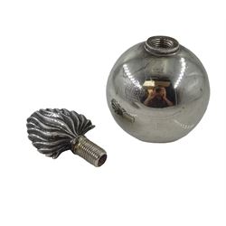 Silver table lighter in the form of a grenade, with detachable flame wick finial by William Hutton & Sons, Birmingham 1938