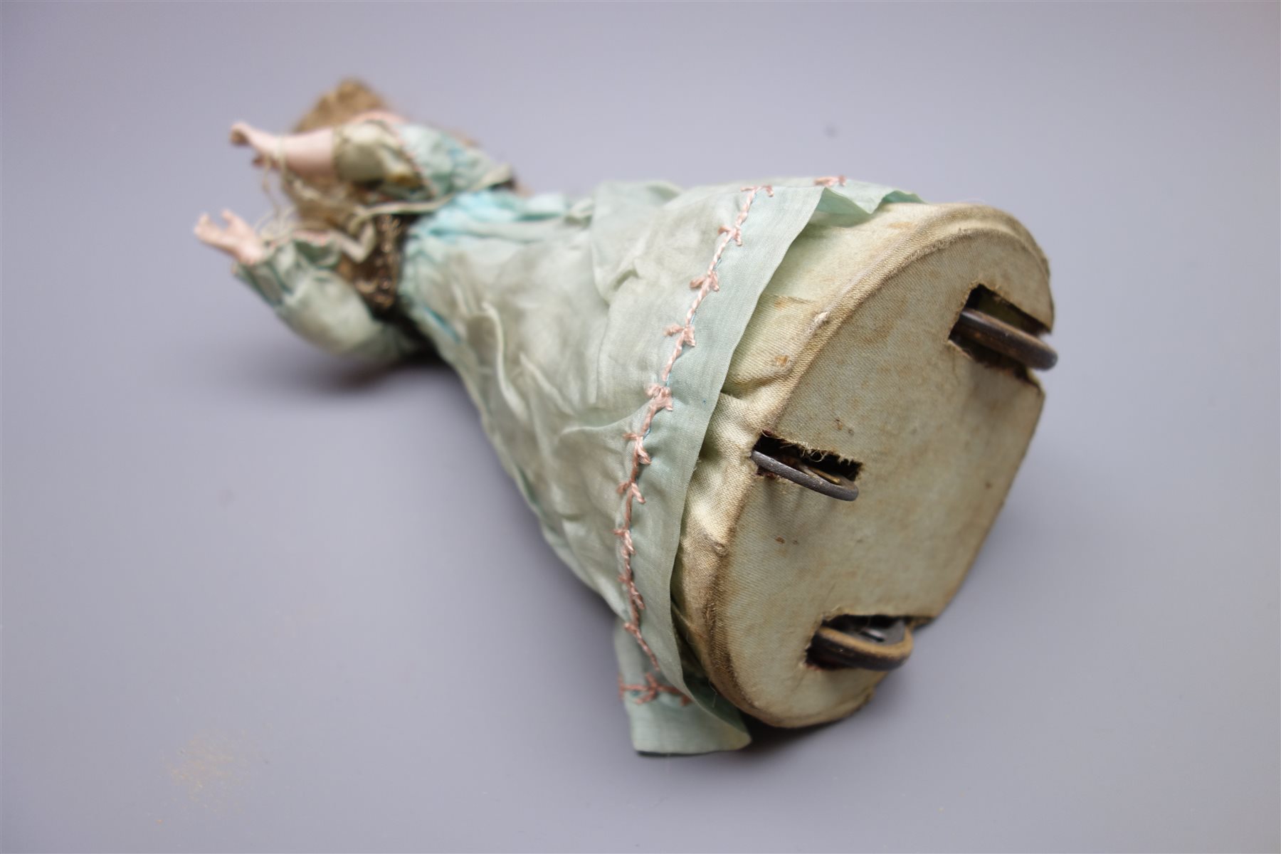 A Henri Rostal Mon Trésor bisque head musical pull-along doll, French circa  1914