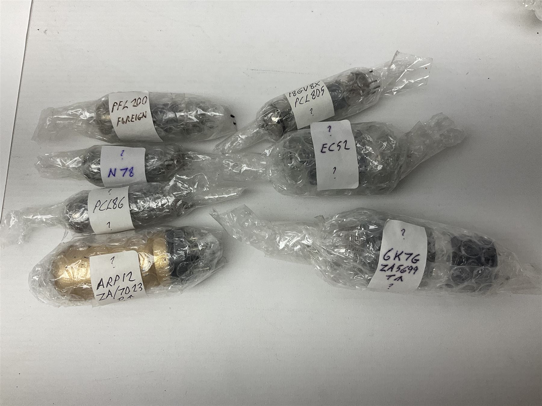 Collection of thermionic radio valves/vacuum tubes, of various makes and models, including PX4, U12, VR65 I0E/II446, PL504, CV1501 etc, approximately 60 as per list, unboxed
