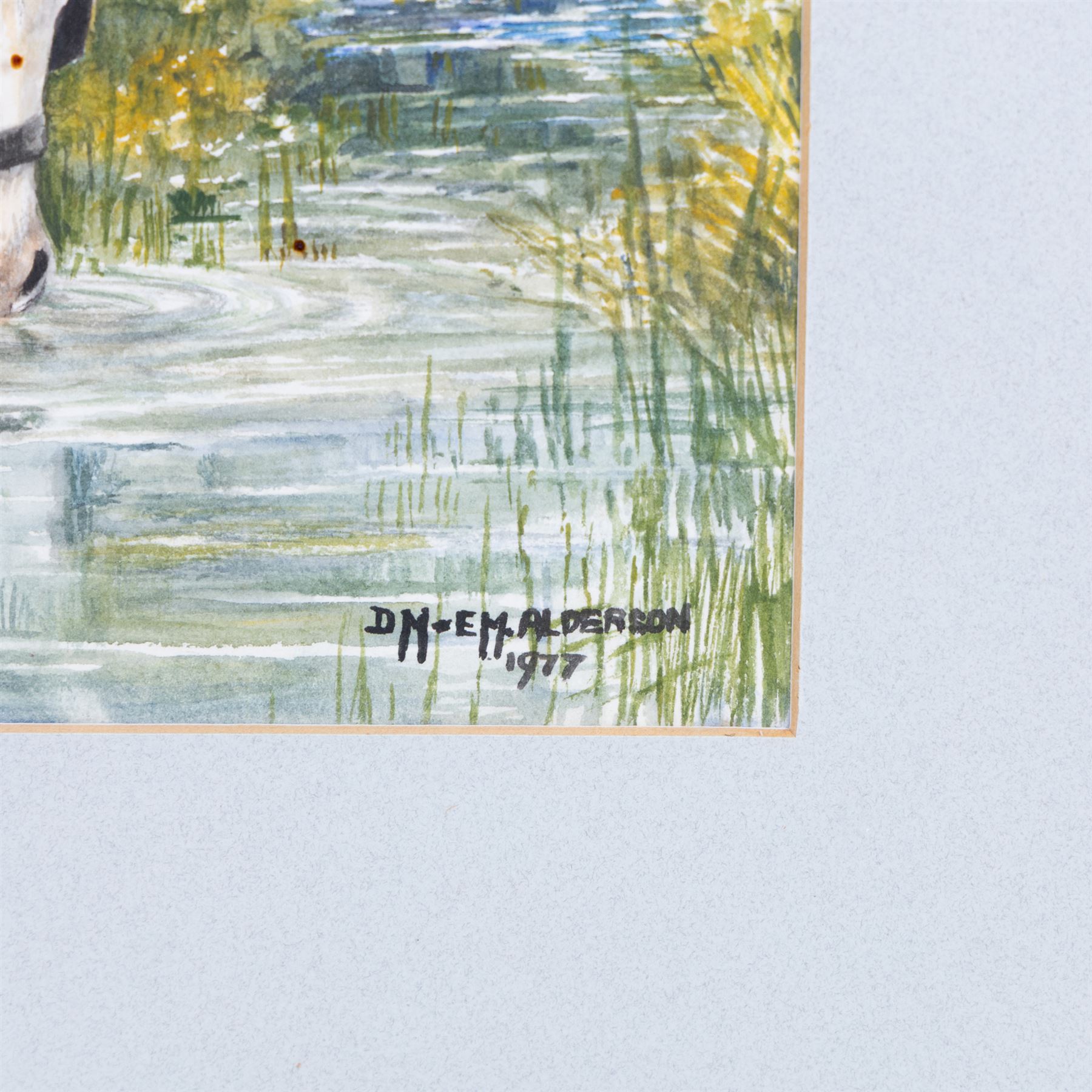 Dorothy Margaret Alderson (British 1900-1992) and Elizabeth Mary Alderson (British 1900-1988): Horses Watering, watercolour signed and dated 1977, 36cm x 51cm 