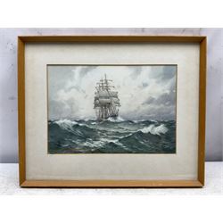 Samuel John Milton Brown (British 1873-1965): Racing Home - Clipper at Sea, watercolour signed 20cm x 29cm