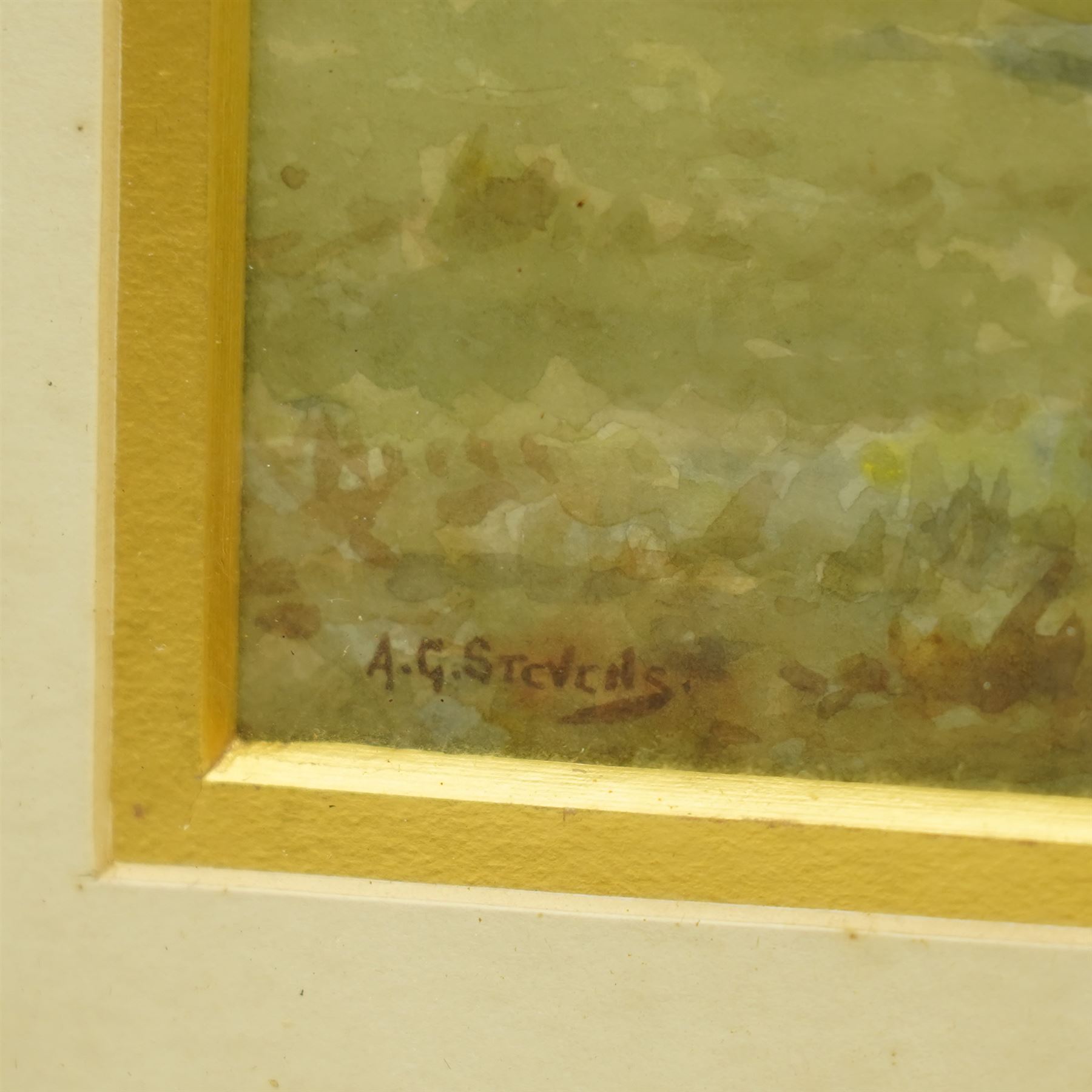 Albert George Stevens (Staithes Group 1863-1925): Yorkshire Landscape with Hilltop Ruins, watercolour signed 25cm x 35cm