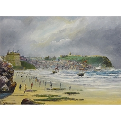  Robert Sheader (British 20th century): South Bay Scarborough, oil on board signed with initials 45cm x 60cm   