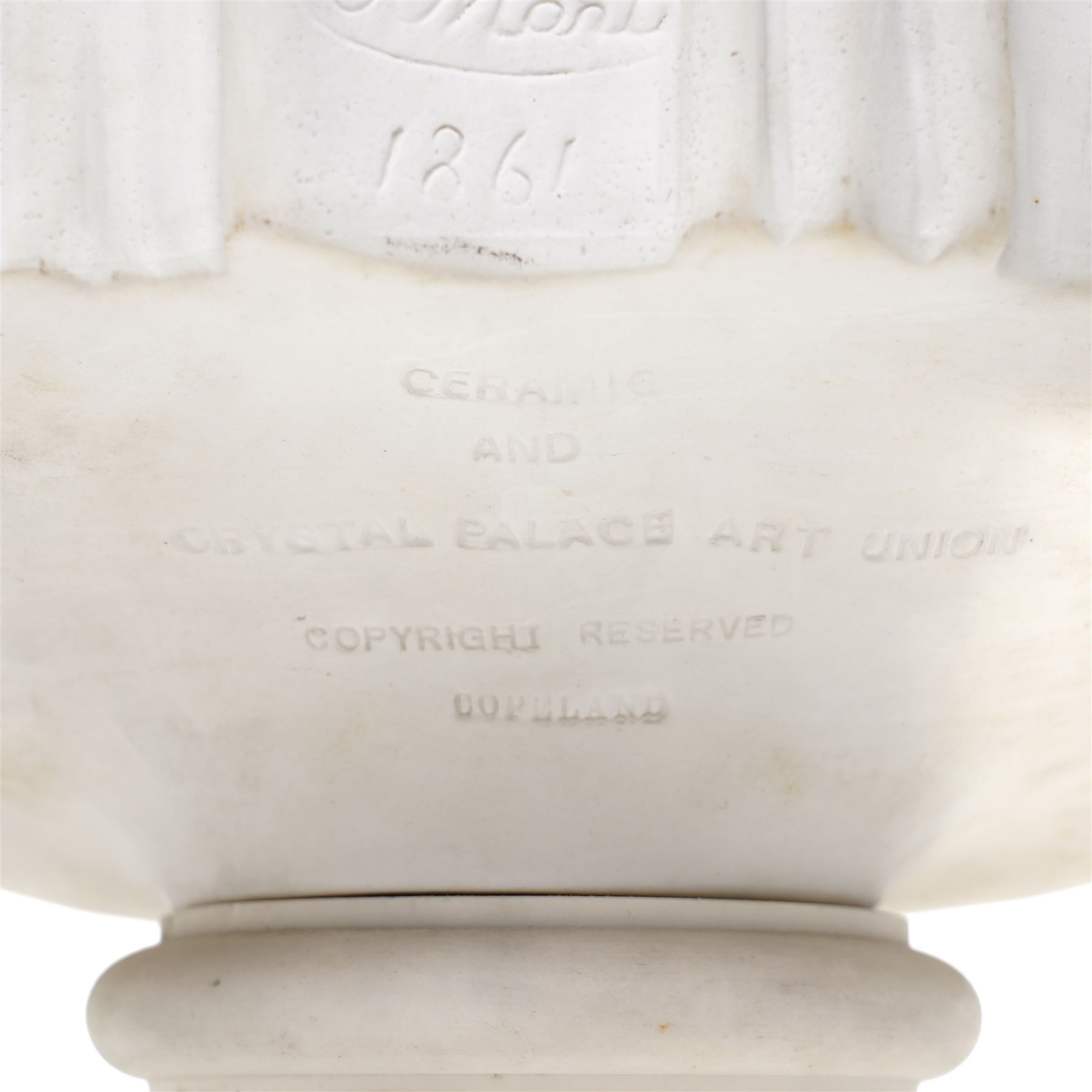 After Monti, Raffaele - 'The Bride', 19th century Copeland Parian bust, stamped Copeland and incised R Monti 1861 to the back, impressed Ceramic Crystal Palace Art Union to underside, H37cm