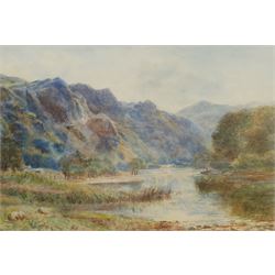 Follower of Henry Albert Hartland (Irish 1840-1893): Mountainous Valley, watercolour unsigned 32cm x 46cm