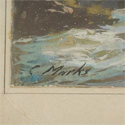 Claude Marks (British fl.1899-1915): Waterfall, gouache signed 29cm x 45cm
