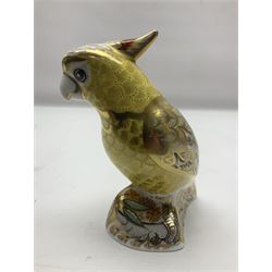 Royal Crown Derby Citron Cockatoo, with gold stopper, H13cm 