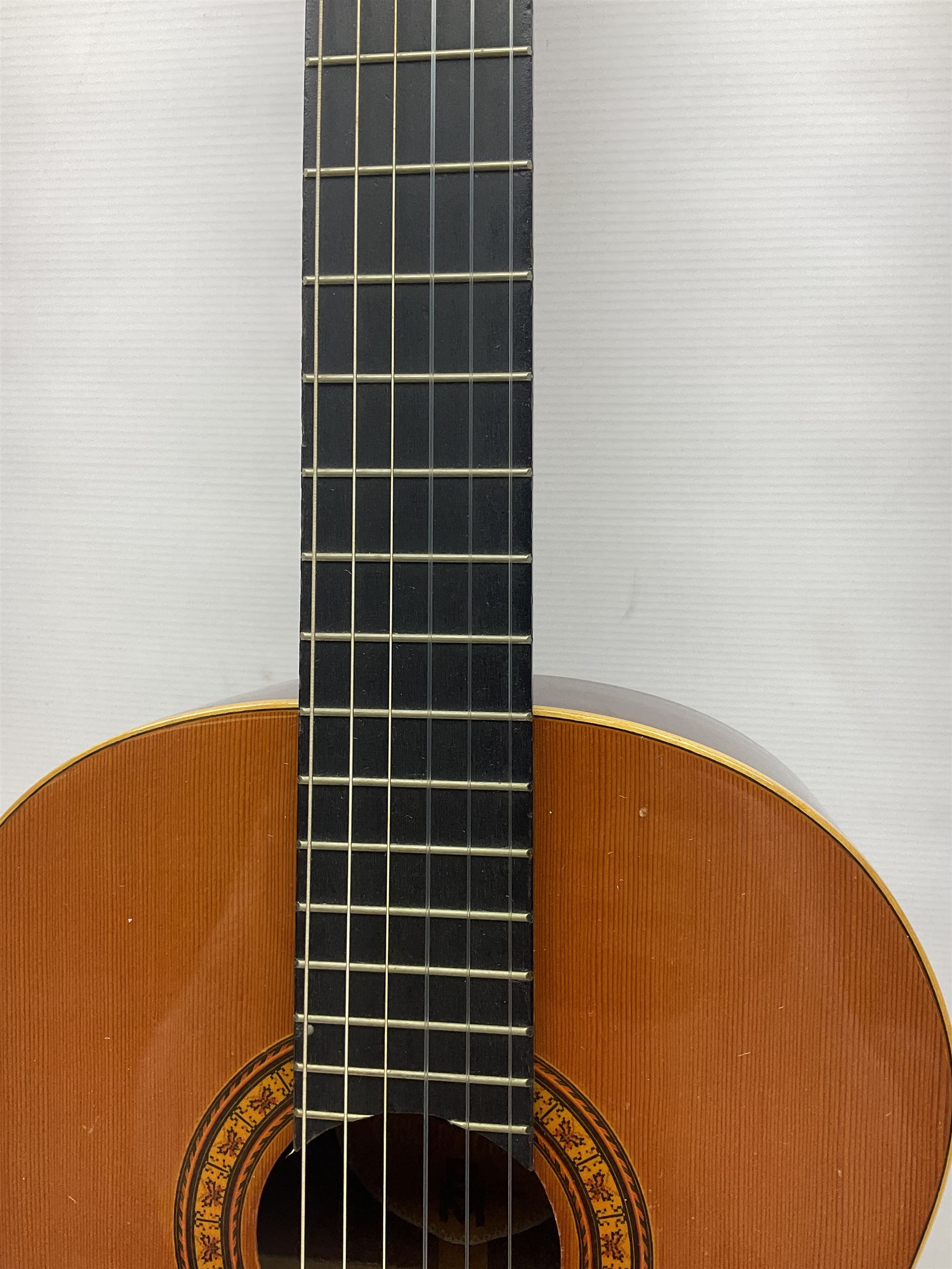 Harmony Model H6360 acoustic guitar in mahogany with spruce top, L103cm overall; and 1970s B&M (Barnes & Mullins) Concert Grande acoustic guitar, L101.5cm overall; each in hard carrying case (2)