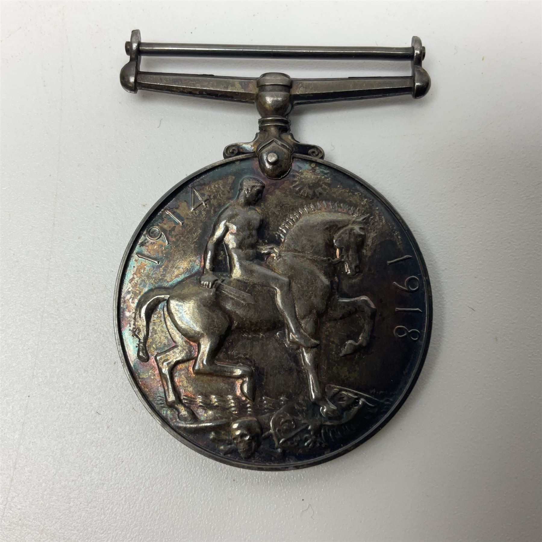 WW1 pair of medals comprising British War Medal and Victory Medal awarded to 038821 Pte.E.Hammerton A.O.C