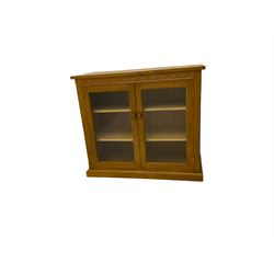 Catman - Yorkshire oak side cabinet, fitted with two glass doors, carved inset Cat signature, by Chris Checksfield of Whitby (Ex Gnomeman)