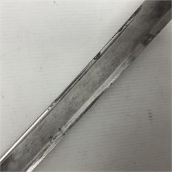 Late 18th century French 1st Empire Troupe a Pied Petit Montmorency Branch Tournante officer's sword, with 72.5cm slightly curving fullered blade, pierced brass hilt with lockable swivelling bar, fully wire-bound grip with lion head pommel, L88cm overall (no scabbard)