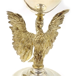  AURUM - St Paul`s Cathedral goblet Jocelyn Burton for Aurum, London 1975, limited edition 76/600, the bowl of plain design, the gilt stem modelled as a phoenix on a stepped circular foot, 16cm, 9.9oz with paperwork  