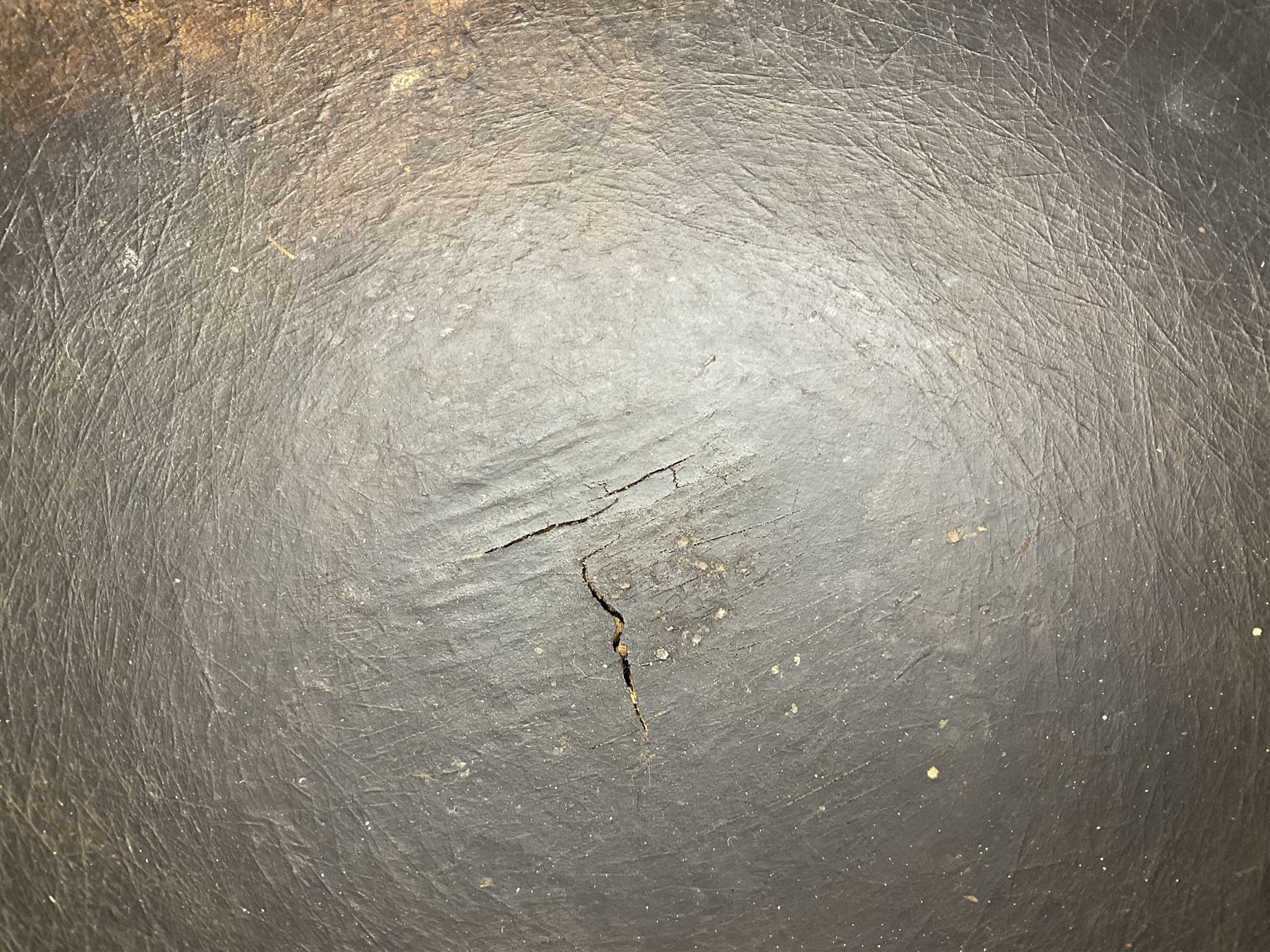 19th century pole lathe turned sycamore bowl, the interior housing lead liner, the exterior decorated with bands of deep grooves, D28cm