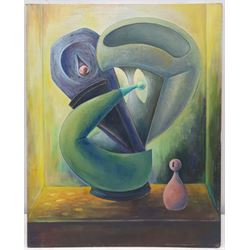 Graham Kingsley Brown (British 1932-2011): Abstract Figurative Sculpture, oil on board c.1971-1976, 51cm x 41cm (unframed) 
Provenance: consigned by the artist's daughter - never previously been on the market.