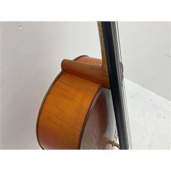 Modern student's three-quarter size cello with 70cm two-piece maple back and ribs and spruce top, L113cm overall