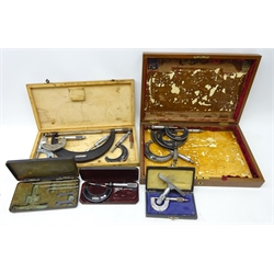 Cased set of Micrometers by The L.S. Starrett Co., Carl Mahr etc   