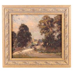 Frederick (Fred) Stead (British 1863-1940): Sunset over Godalming - Surrey, oil on canvas signed 34cm x 39cm